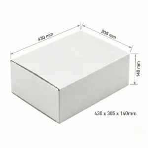 RSC Boxes - White, 50 Pcs/Carton, SINGLE WALL, 430x305x140mm