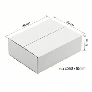 RSC Boxes - White, 50 Pcs/Carton, SINGLE WALL, 365x280x95mm